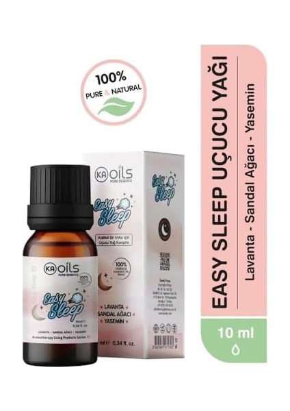 Kaoils Easy Sleep Uçucu Yağ Karışımı - Lavanta + Sandal Ağacı + Yasemin 10 ml -%100 Saf ve Doğal Rahatlatıcı Aromaterapi Yağı | Uyku Desteği |