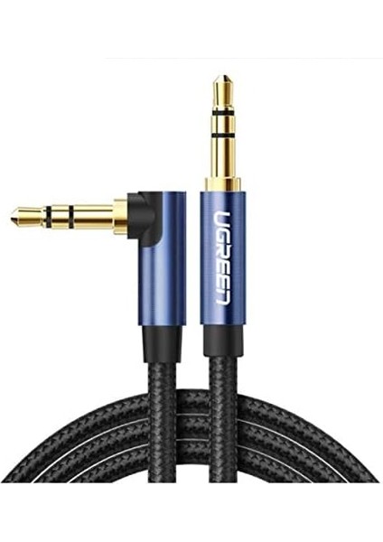 90 Derece L Tipi 3.5 mm Aux Ses Kablosu Mavi 1 Metre modelleri