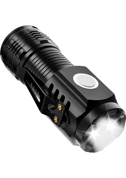 Süper Parlak 500 Lümen LED El | USB Type-C Şarjlı, 5 Modlu 3xe Led, & Klipsli, Kompakt ve Güçlü Işık Kaynağı