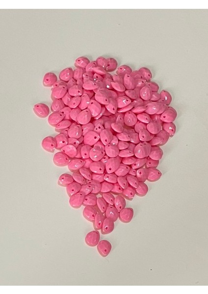 Pembe Rengi Oya, Abiye, Takı, Örgü Plastik Gözyaşı Damla Boncuk. 25GR. Tahmini 195 Adet.