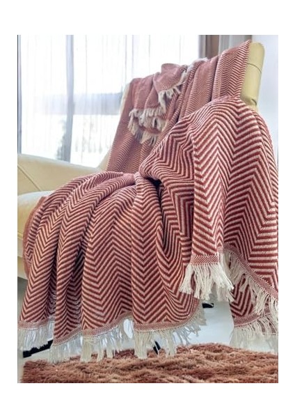 Pamuklu Kaymaz Koltuk Örtüsü Desenli 200X230 cm Kanepe Çekyat Bezi Kiremit modelleri