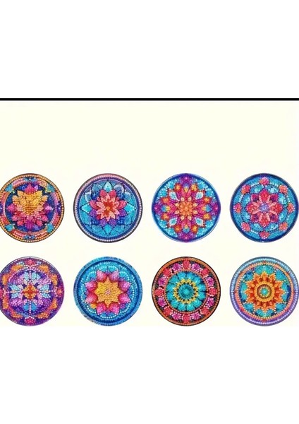 5 D Kendin Yap Bardak Altlığı 8 Li Standsız Elmas Mozaik Boyama Seti modelleri