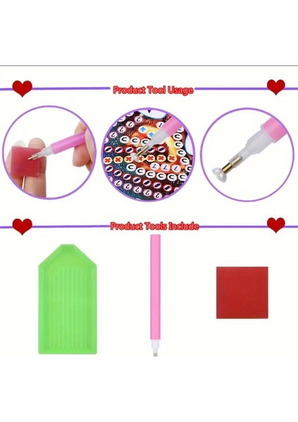 5 D Kendin Yap Bardak Altlığı 8 Li Standsız Elmas Mozaik Boyama Seti