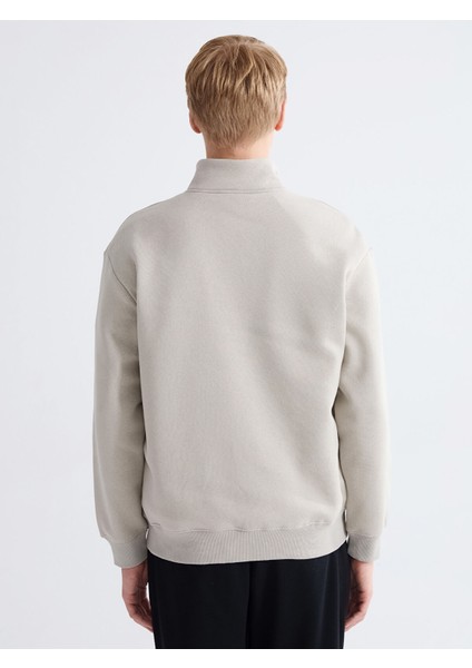 Yeni Sezon Dik Yaka Baskılı Erkek Kalın Sweatshirt fırsatları