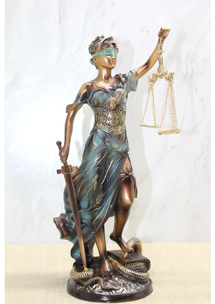 Dekoratif Themis Adalet Kadını Heykeli Biblo 30*13 cm