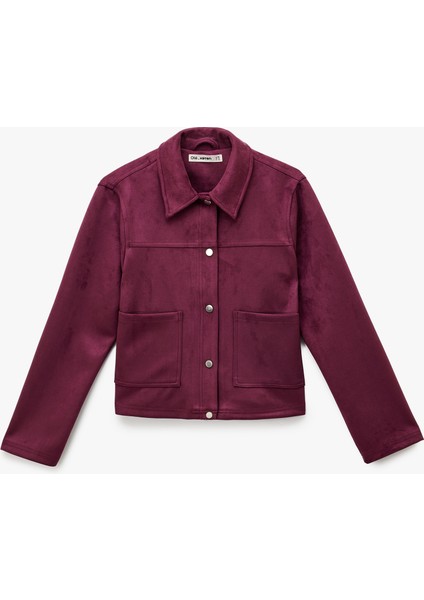 Çıtçıt Düğmeli Cep Detaylı Klasik Yaka Uzun Kollu Suni Süet Gömlek