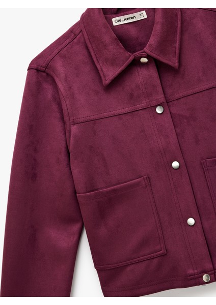 Çıtçıt Düğmeli Cep Detaylı Klasik Yaka Uzun Kollu Suni Süet Gömlek modelleri