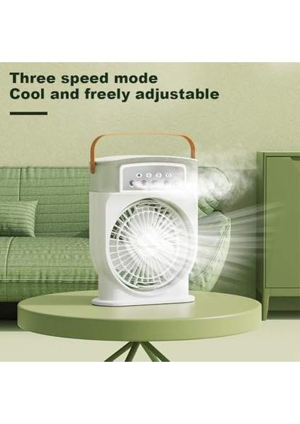 Şarjlı Mini Buharlı Hava Soğutucu, Taşınabilir Portatif Mobil Sulu Klima, 3 Rüzgar Hızı, 3 Sis Modu, Buzlu 5 Sprey Delikli ile LED Işıklı 26CM x 20CM - CRV-002 (CRV-002 - Beyaz) fiyatları