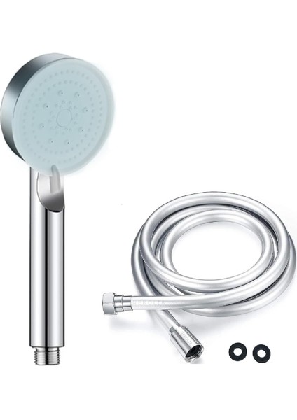 Stoneseries Lüks Duş Seti - 3 Farklı Püskürtmeli Full Krom Kaplama El Duşu + 150 cm Gümüş Pvc Duş Spirali - Paslanmaz, Kopmaz, Kırılmaz Çelik Bağlantılı Pvc Duş Hortumu (2'li Set)