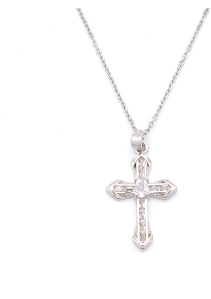 Çelik Kolye - Haç Kolye - Paslanmaz Çelik Kadın Kolye KLY-629