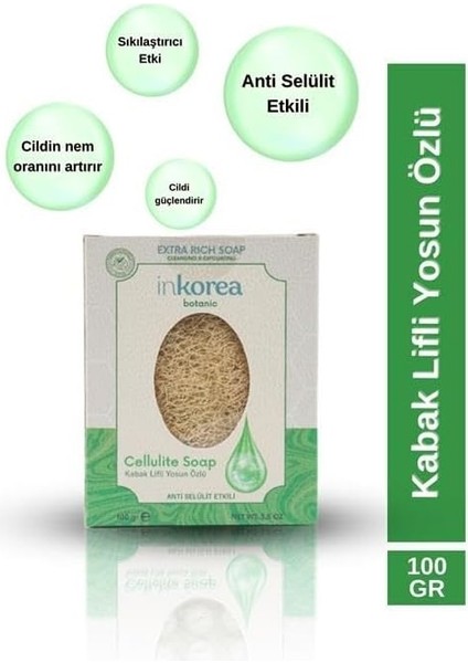 Inkorea Inkorea Anti Selülit Etkili Yosun Özlü Doğal Kabak Lifli Sabun 100 Gram modelleri
