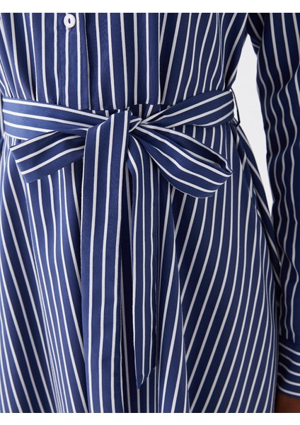 Yeni Sezon Çizgili Uzun Kollu Poplin Kadın Gömlek Elbise fırsatları