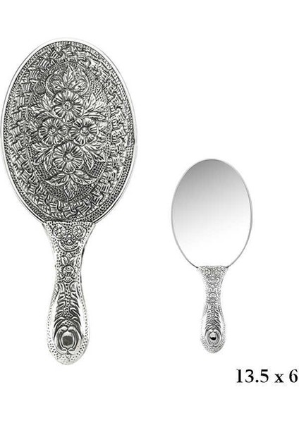 925 Ayar Gümüş Papatya Motifli El Aynası KR2550031 (770770)