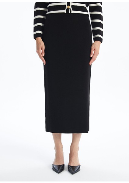 Yeni Sezon Kadın Beli Lastikli Düz Triko Etek modelleri