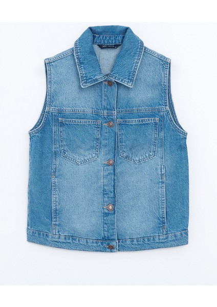 Yeni Sezon Gömlek Yaka Kadın Jean Yelek indirimleri