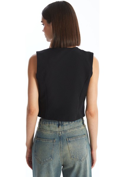 Yeni Sezon Kadın V Yaka Düz Klasik Yelek fırsatları