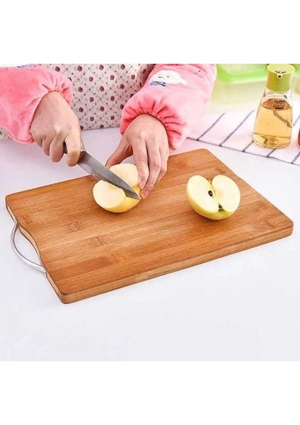 Ahşap Kesme Tahtası Çelik Saplı Sebze Doğrama Tahtası Et Sebze Doğrama Tahtası Peynir Servis Sunum Tepsisi 34X24 cm