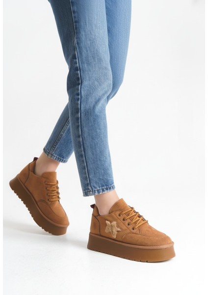 Kadın Halat Bağcıklı Süet Yıldız Detaylı Kalın Taban Bot & Bootie fiyatları