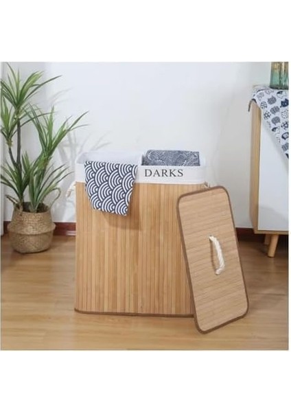 Katlanabilir Kirli Çamaşır Sepeti, Kapaklı, Yıkanabilir Astar 32X52X60 Siyah-Beyaz Kirli-Temiz Bölmeli Çamaşır Sepeti modelleri