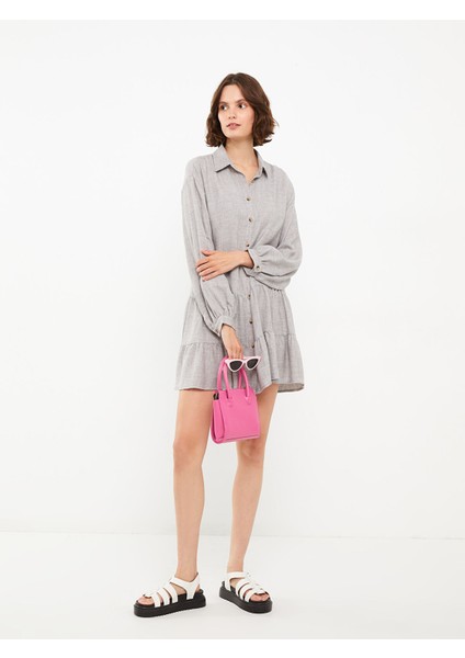 Yeni Sezon Düz Uzun Kollu Kadın Gömlek Elbise