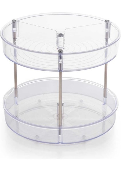 M-E64-16 Elpida Iki Katlı Döner Raf, 20 x 23 Cm, Şeffaf