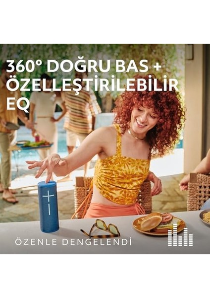 Ears Boom 4 Taşınabilir Su Geçirmez Hoparlör, 360 Derece, Güçlü, Sürükleyici, Netliğinde Ses, 15 Saatlik Pil Ömürlü ve 45M Kullanım Mesafeli Hoparlör, Siyah fiyatları