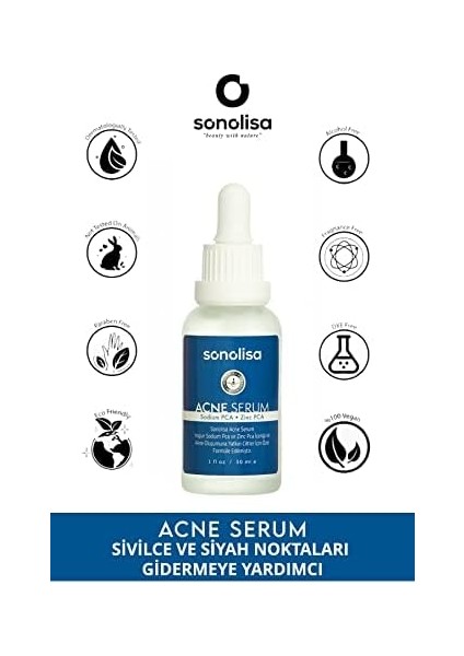Sonolisa Acne Serum Sivilce ve Siyah Nokta Karşıtı Akne Serum 30 ml