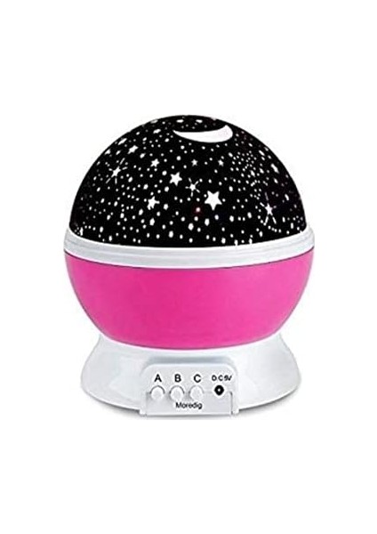 Dönen Projeksiyon Gece Lambası Star Ay Yıldız LED - Pembe fiyatları
