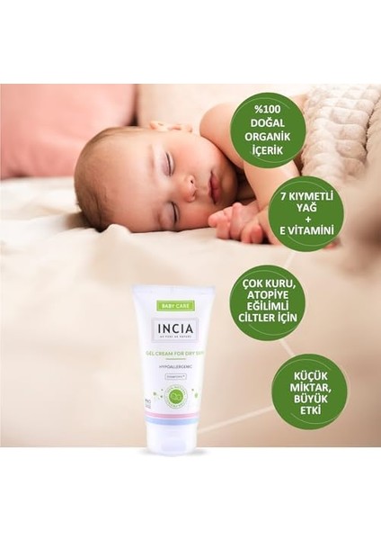 INCIA%100 Doğal Atopiğe Eğilimli Ciltler Için Jel Krem Çok Kuru Ciltler Için Yalancı Iğde Yağı 60 ml