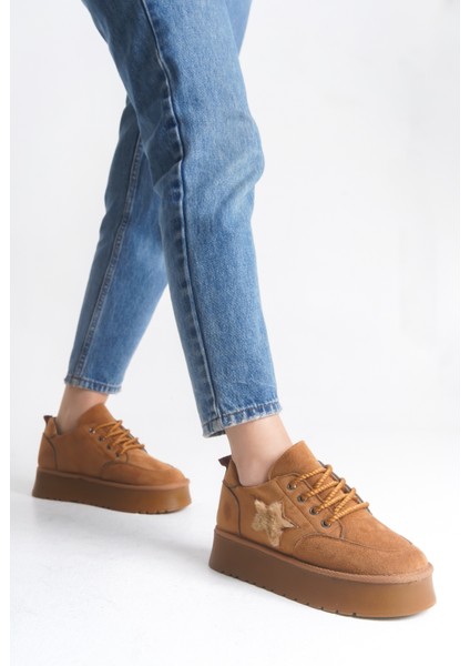 Kadın Halat Bağcıklı Süet Yıldız Detaylı Kalın Taban Bot & Bootie indirimleri