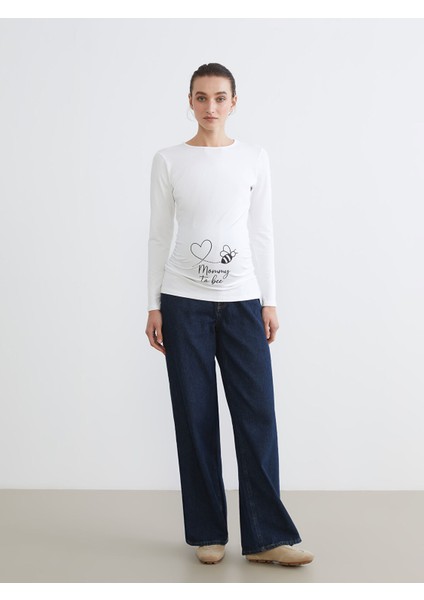 Yeni Sezon Bisiklet Yaka Baskılı Kadın Tişört fiyatları