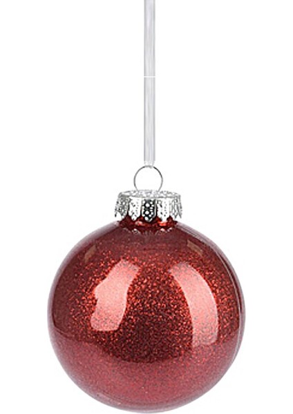 Kırmızı Işıltılı Şeffaf Yılbaşı Süsü 8 cm