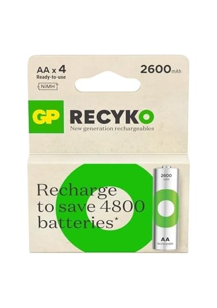 Batteries Recyko 2600 Aa Ni-Mh Şarjlı Pil, 1.2 Volt, 4&apos;lü Kart fiyatları