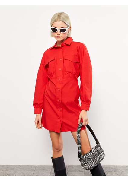 Yeni Sezon Düz Uzun Kollu Kadın Gömlek Elbise