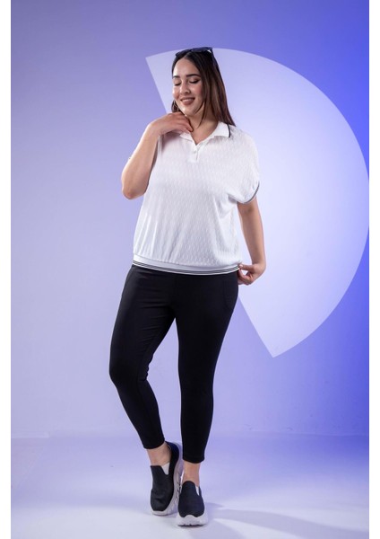 Kadın 1122556 Ribanalı Polo Yaka Siyah Bluz