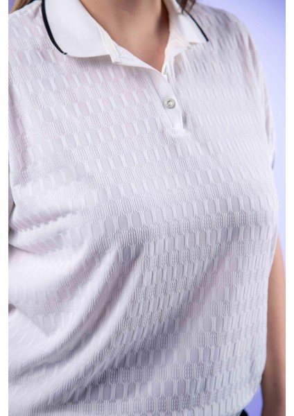 Kadın 1122556 Ribanalı Polo Yaka Siyah Bluz