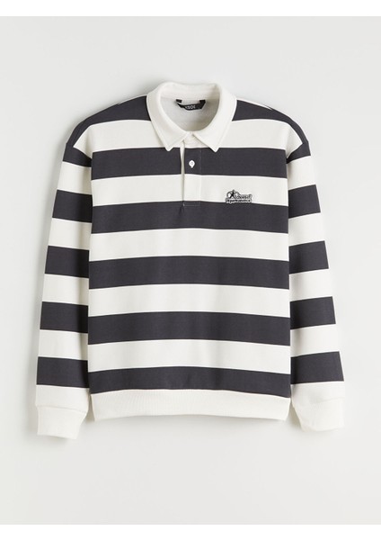 Yeni Sezon Polo Yaka Çizgili Erkek Kalın Sweatshirt indirimleri