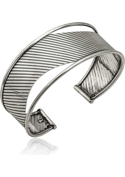 925 Ayar Gümüş Eskitme Desenli Bilezik T6121 (770770)