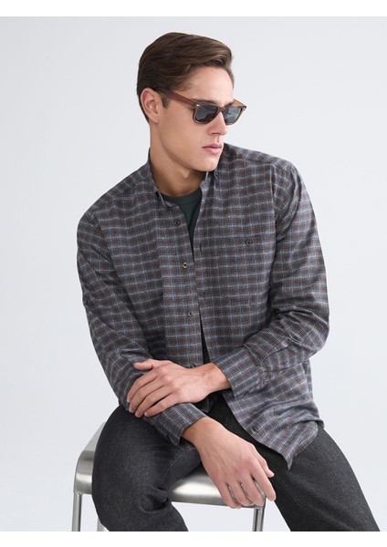 Yeni Sezon Regular Fit Uzun Kollu Ekose Gabardin Erkek Gömlek