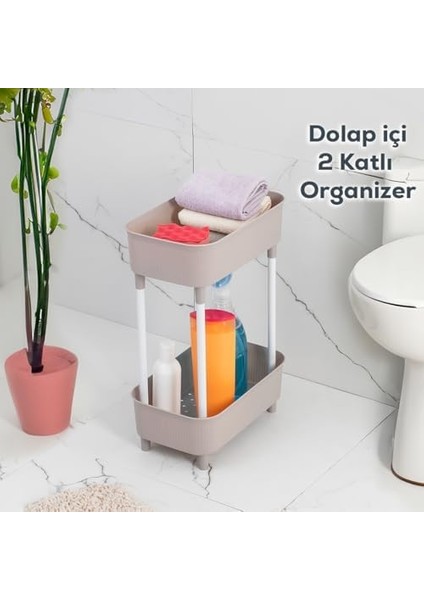 1130 Iki Katlı Raf - Çok Amaçlı Mutfak Düzenleyici Organizer - Cappuccino modelleri