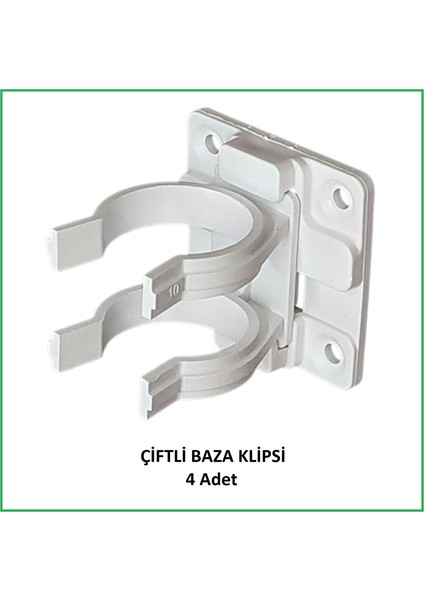 Baza Klipsi Çiftli 4 Adet Beyaz