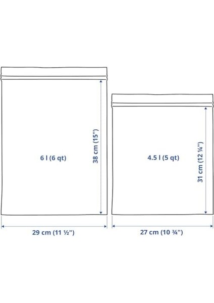 Plastik Torba, 30 Adet Paket, Şunlardan Oluşur: 15 Torba 6 L (28,5 x 41 Cm) ve 15 Torba 4,5 L (27 x 34 Cm), Tekrar Kullanılabilir, Çünkü Tekrar Kapatılabilir modelleri
