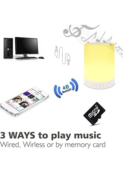 Teknosepetim Gece Lambası Dokunmatik Lamba Renkli LED Işık Bluetooth Hoparlör USB Şarj Kablosuz Speaker fiyatları