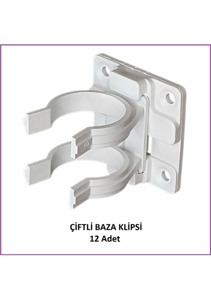 Baza Klipsi Çiftli 12 Adet Beyaz