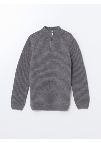 Yeni Sezon Dik Yaka Basic Uzun Kollu Erkek Çocuk Triko Kazak