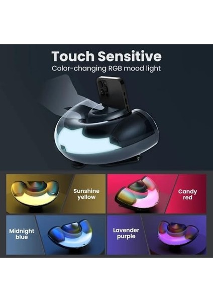 Çift Telefon Şarj Desteği USB Kablosuz Şarjlı Hoparlör Çok Fonksiyonlu Fm Radyo Çalar Saat 5.1 Rgb Gece Lambası Müzik Kutusu 1200MAH Pil Kapasitesi WD-100 fiyatları