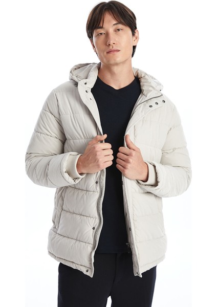 Yeni Sezon Standart Kalıp Kapüşonlu Erkek Şişme Mont