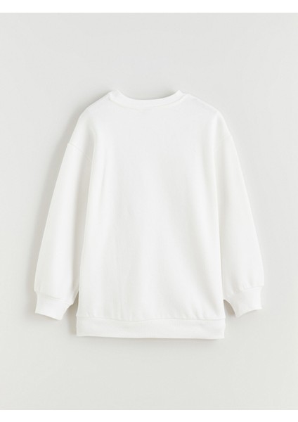 Yeni Sezon Bisiklet Yaka Baskılı Kız Çocuk Kalın Sweatshirt fırsatları