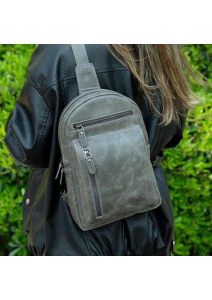 Blake Gerçek Deri Çapraz Çanta Antik Efektli Gri fırsatları