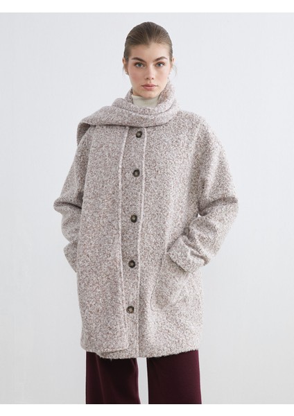 Yeni Sezon Bisiklet Yaka Atkılı Kadın Kaşe Kaban